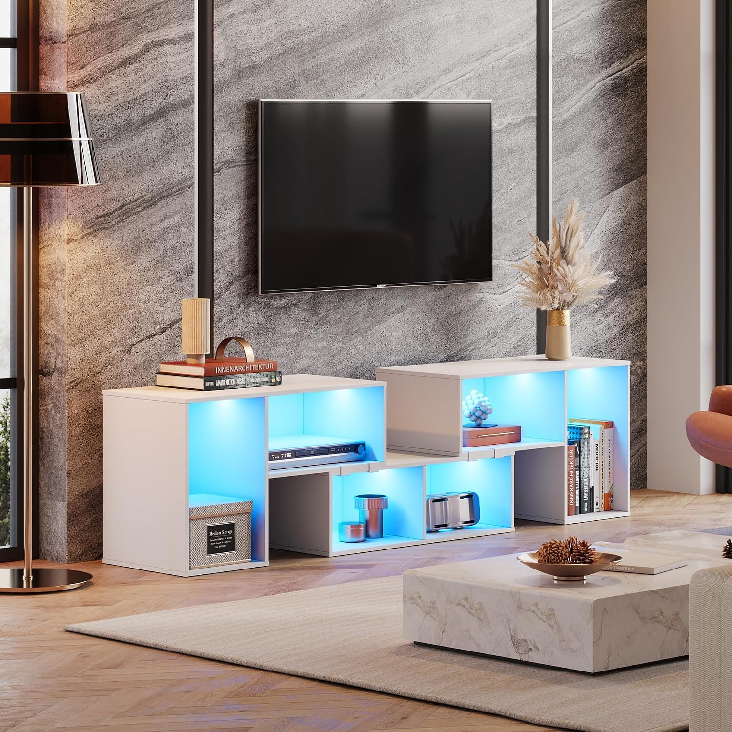 Deformable TV Stand with LED S - đánh giá và giá Gaming Console Room