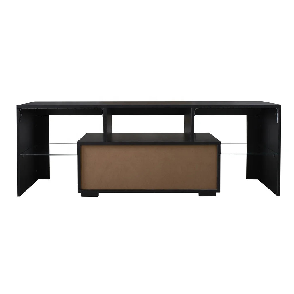 #Black TV Stand with LED RGB L - đánh giá và giá Gaming Console Room