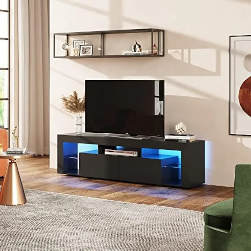 Wood TV Console With 2 Storage - đánh giá và giá Gaming Console Room