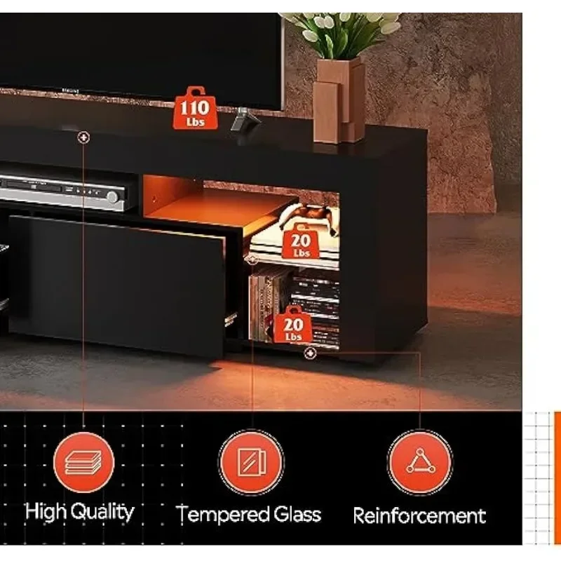Wood TV Console With 2 Storage - đánh giá và giá Gaming Console Room