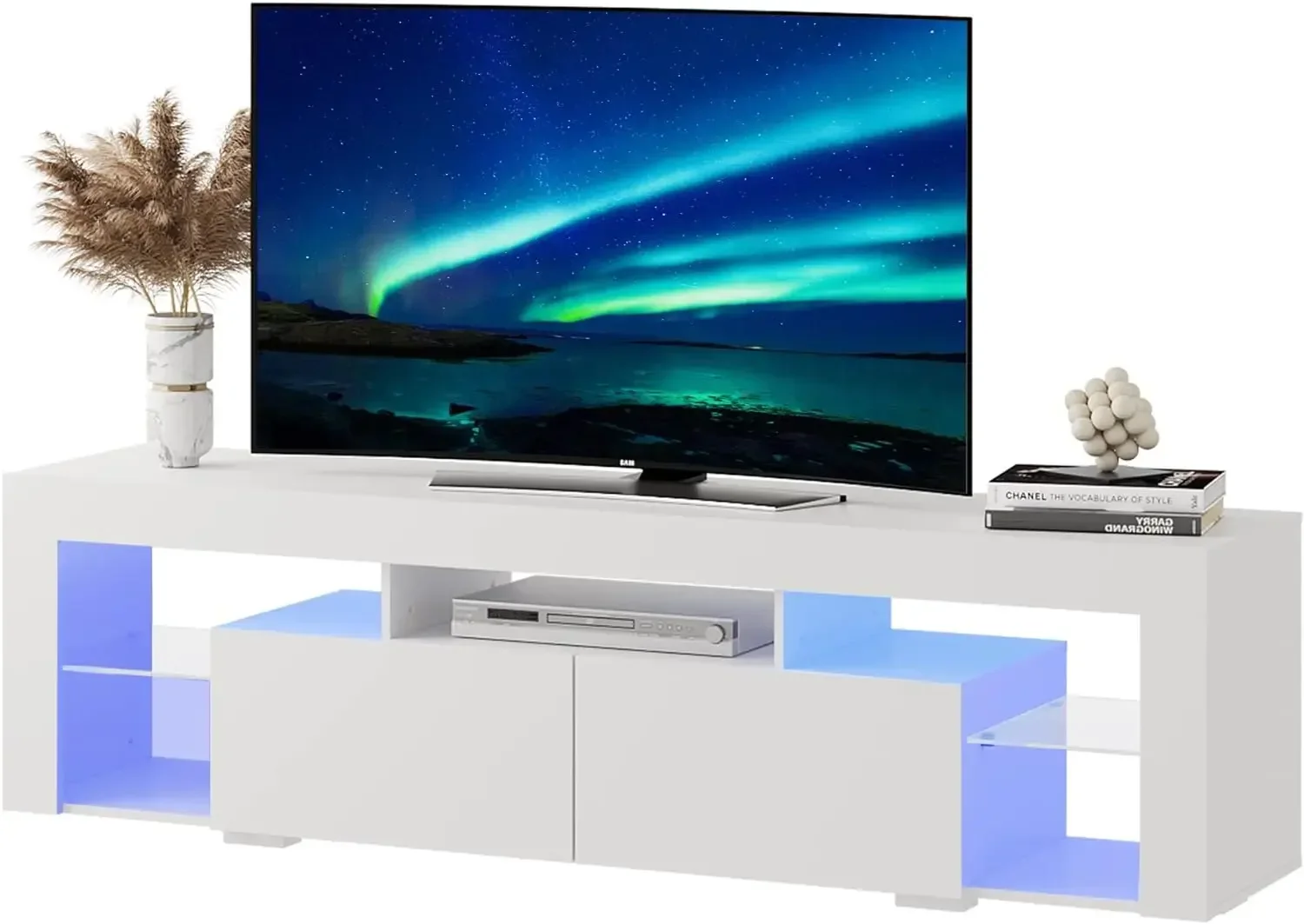 Wood TV Console With 2 Storage - đánh giá và giá Gaming Console Room